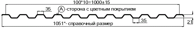 Фото: Профнастил С21 х 1000 - A (ПЭ-01-2004-0.7) в Щербинке