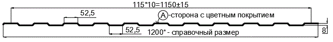 Фото: Профнастил С8 х 1150 - A (ECOSTEEL_T-12-Золотой Орех-0.45) в Щербинке