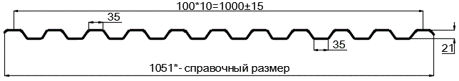 Фото: Профнастил оцинкованный С21 х 1000 (ОЦ-01-БЦ-0.65) в Щербинке